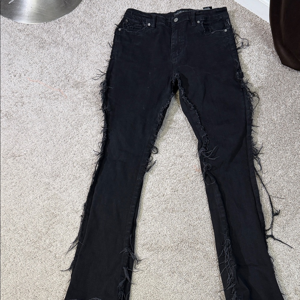 Stylish Black Frayed Kids Jeans